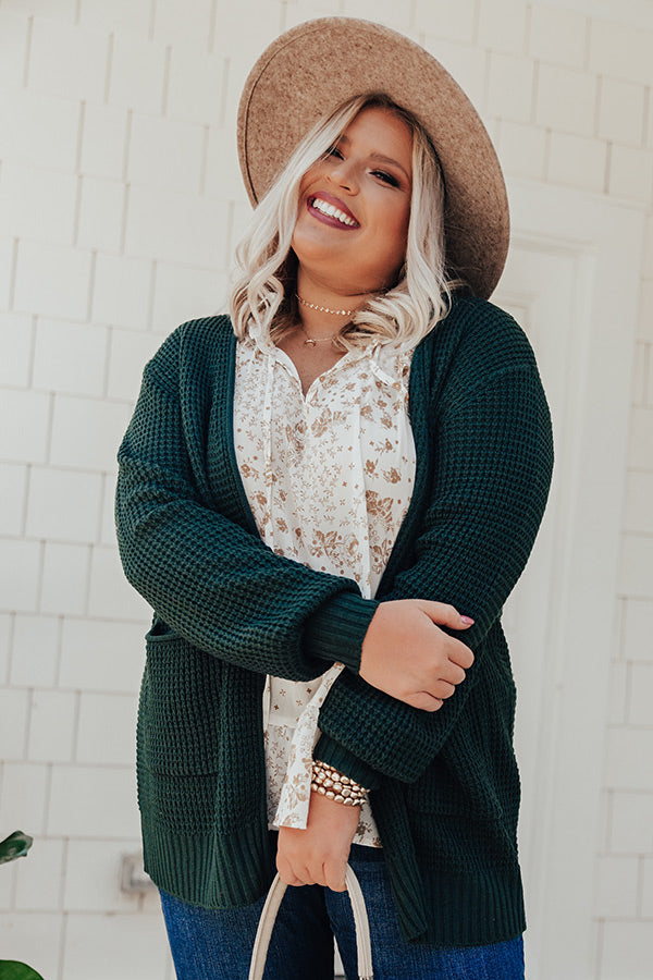 Fall Hike Knit Cardigan In Hunter Green Curves