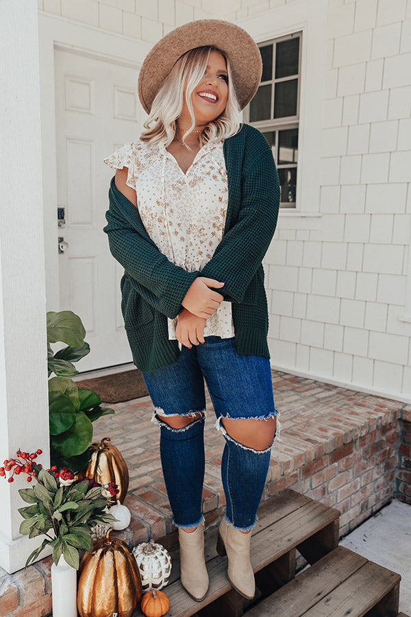 Fall Hike Knit Cardigan In Hunter Green Curves