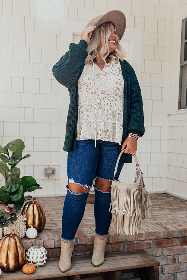 Fall Hike Knit Cardigan In Hunter Green Curves