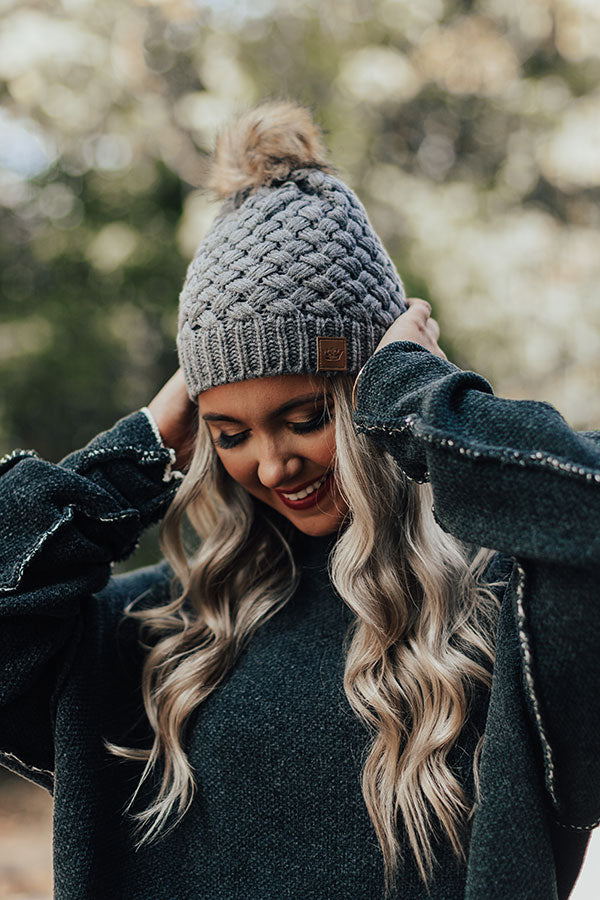 Cozy Mood Fleece Lined Beanie in Dark Grey