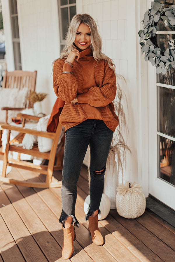 Chilly Vibes Knit Sweater In Pumpkin