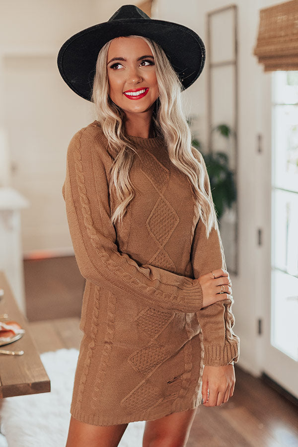 Peak Season Sweater Dress In Mocha