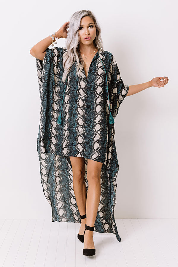 Gorgeous Grand Entrance Snake Print Dress in Dark Teal