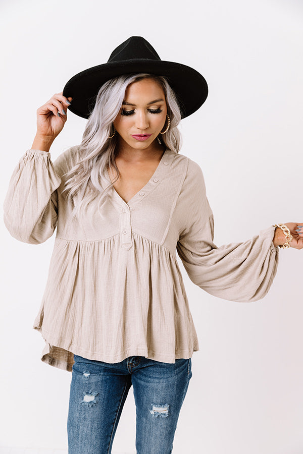 Better In Boulder Babydoll Top In Birch
