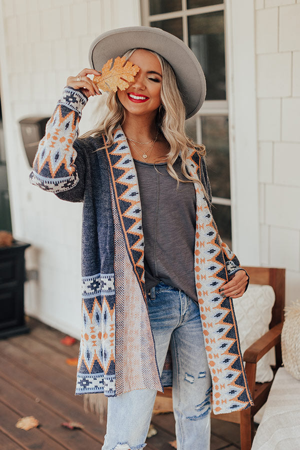 Bobbing For Apples Knit Cardigan In Navy