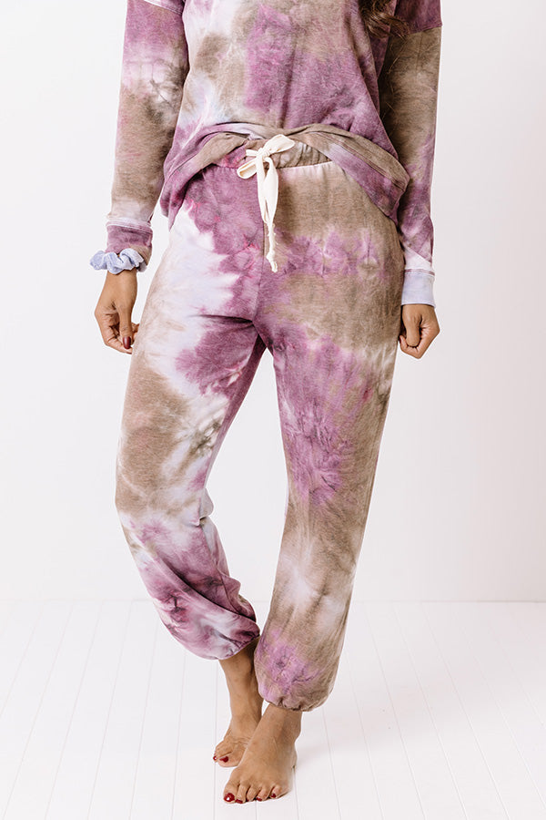 Dose Of Cozy Tie Dye Joggers In Purple