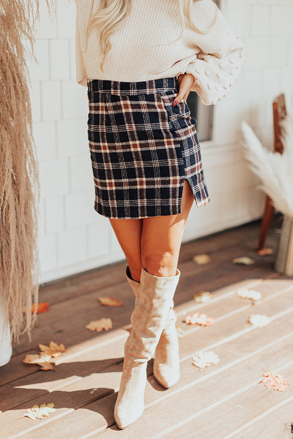Prep School Plaid Skirt In Navy