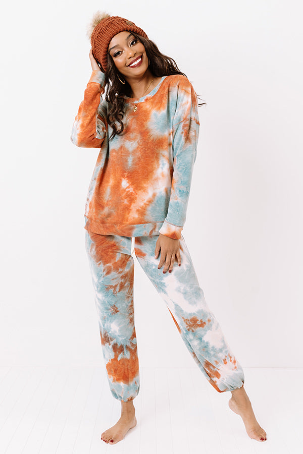 Dose Of Cozy Tie Dye Joggers In Tangerine