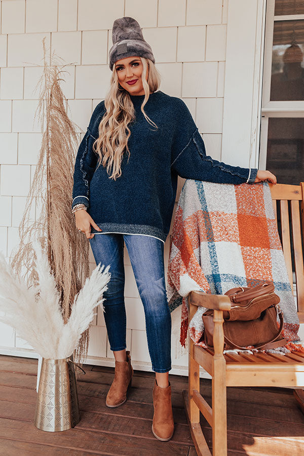 Haute Tea Chenille Sweater In Navy