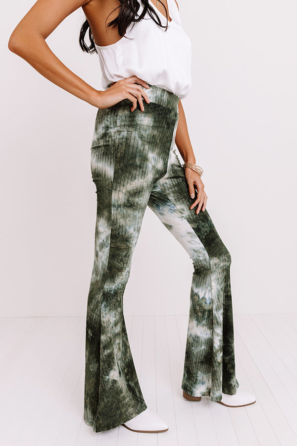 Chime In Tie Dye Flare In Olive • Impressions Online Boutique