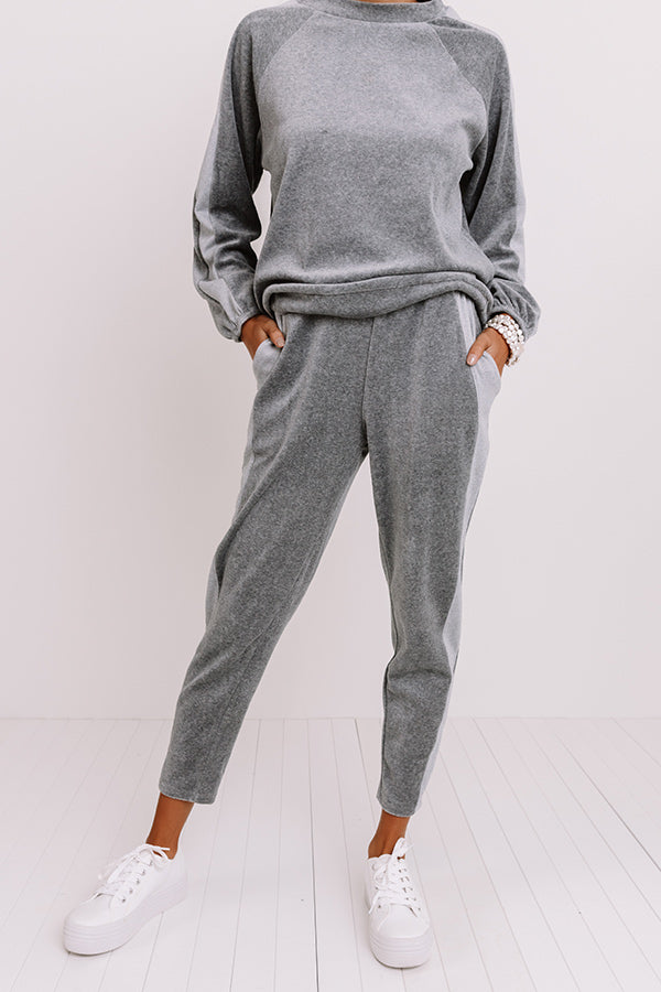 Cozy Queen Velour Joggers In Dark Grey