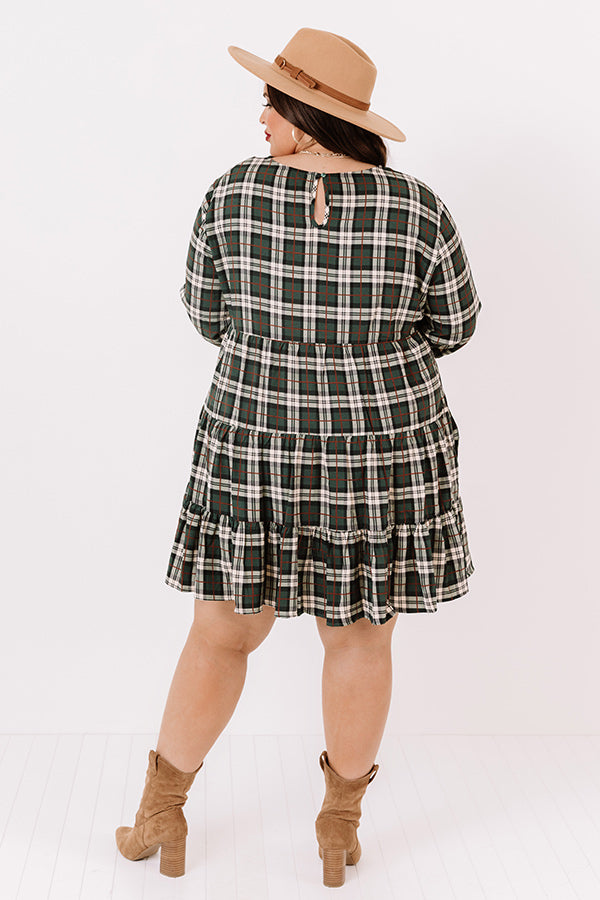 Cinnamon And Spice Plaid Babydoll Dress In Green Curves Cinnamon And Spice Plaid Babydoll Dress In Green Curves