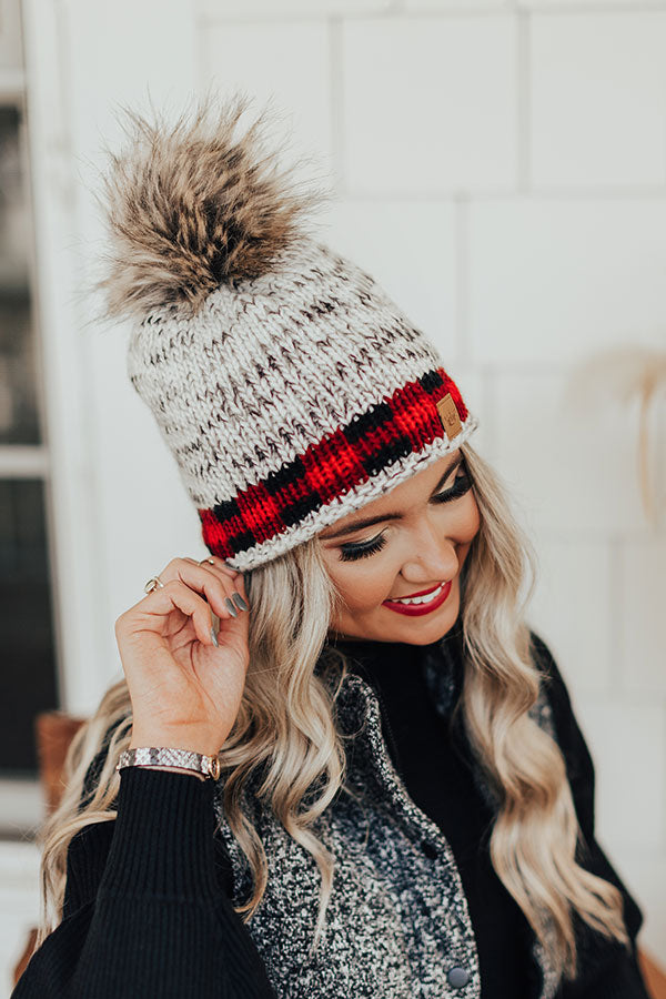 Waiting For Snow Knit Beanie In Red