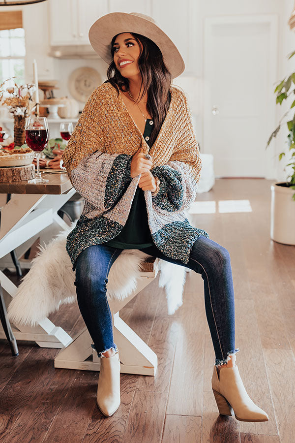 Make It A Latte Chenille Cardigan In Mustard