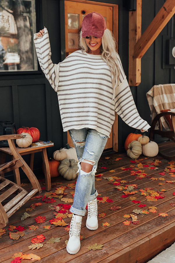 Cambridge Cuddles Stripe Shift Sweater In Cream
