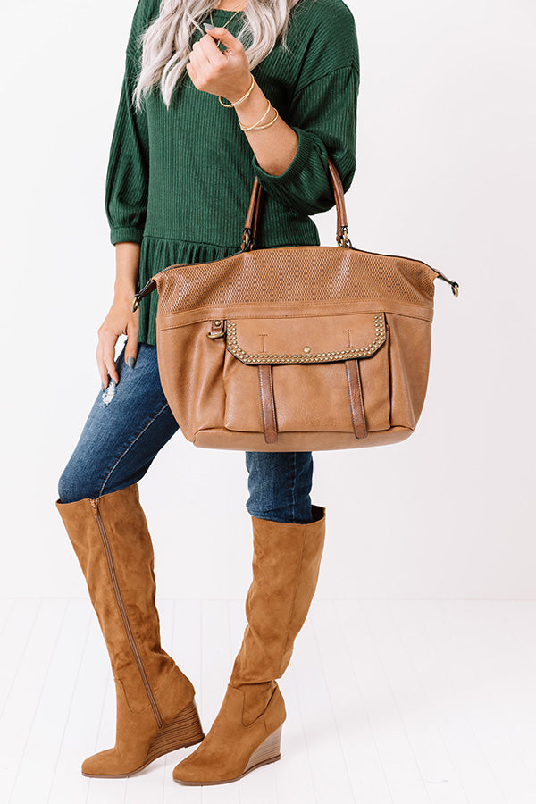 Betting On Brunch Faux Leather Tote In Brown