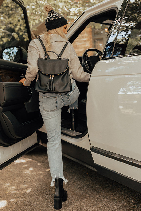 On The Way Faux Leather Backpack In Black