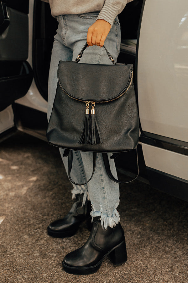 On The Way Faux Leather Backpack In Black