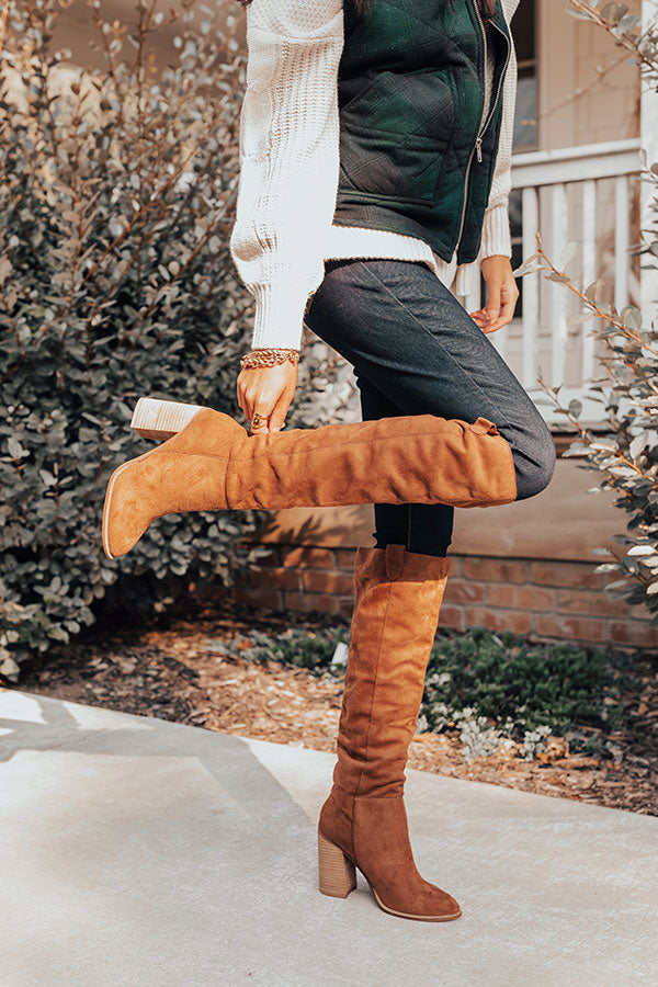 The Gracelynn Faux Suede Thigh High Boot In Chocolate