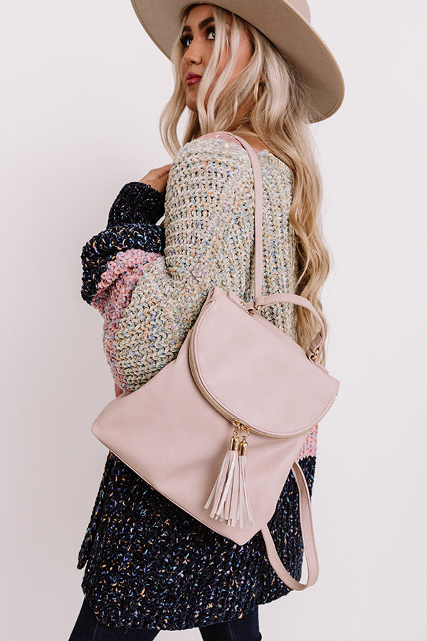 On The Way Faux Leather Backpack In Blush