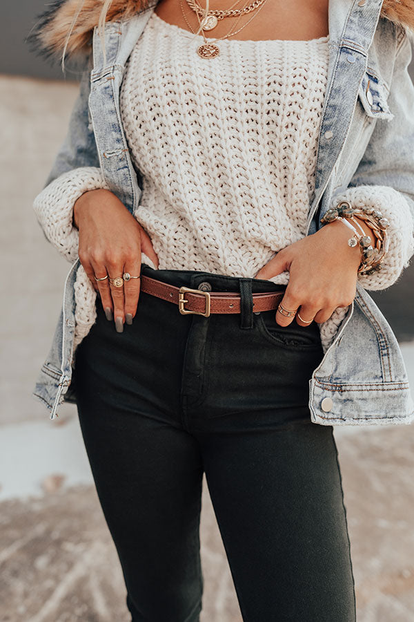 Record Label Belt In Chestnut