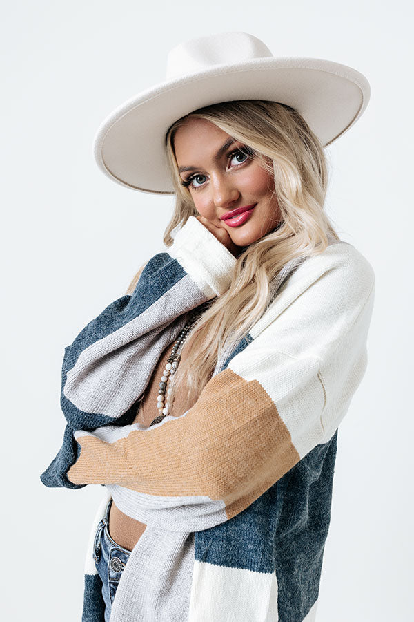 Cozy Cove Colorblock Cardigan In Camel Image - 1