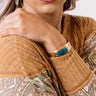 Kendra Scott Anna Vintage Gold Statement Bracelet in Teal Apatite Image - 1