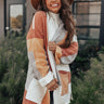 Cozy Cove Colorblock Cardigan In Rust Image - 1