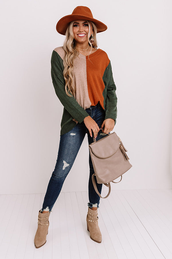 Modern Cabin Colorblock Sweater In Olive Image - 1