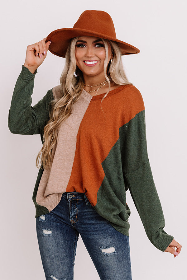 Modern Cabin Colorblock Sweater In Olive Image - 1