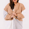 Hello, Harvard Colorblock Cardigan In Iced Latte   Curves Image - 1