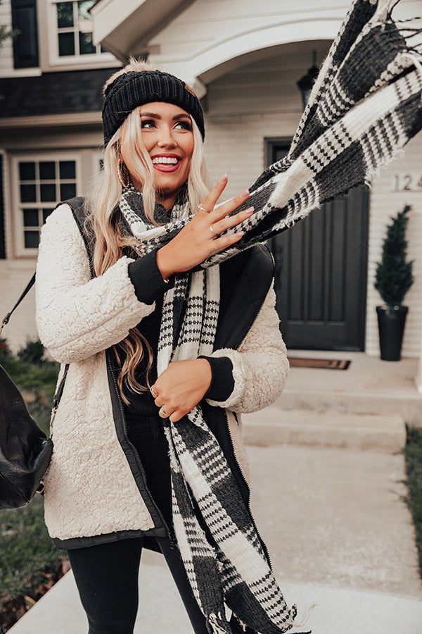 Peppermint Mocha Buffalo Check Scarf In Cream
