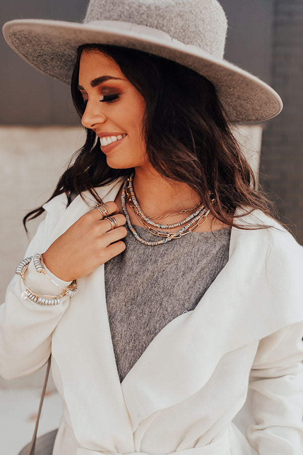 Eiffel Tower Sparkles Layered Necklace in Dark Grey