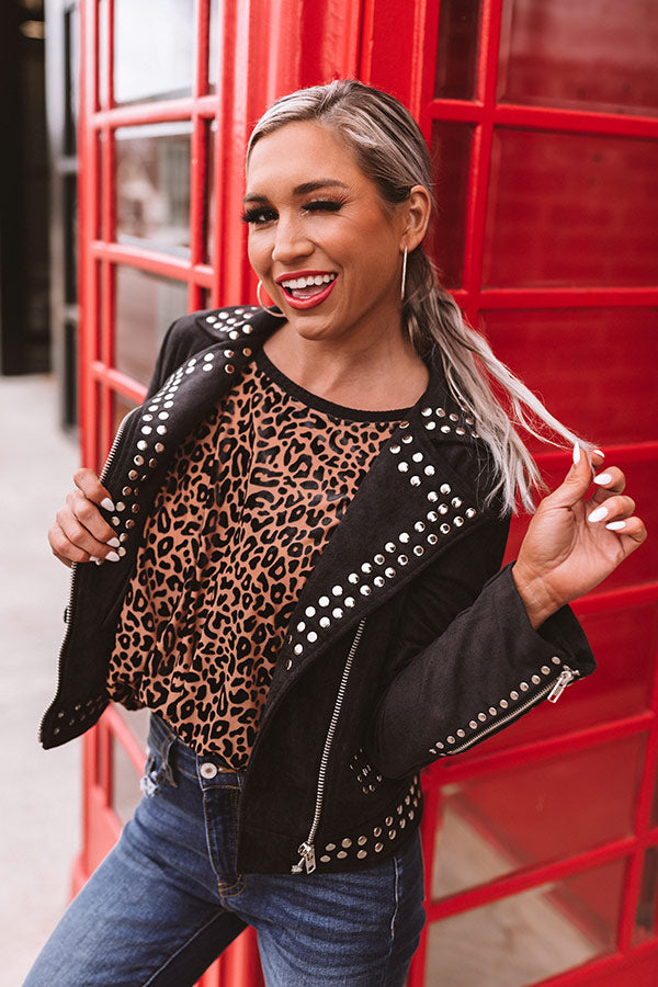 Sweet Stunner Faux Suede Jacket In Black