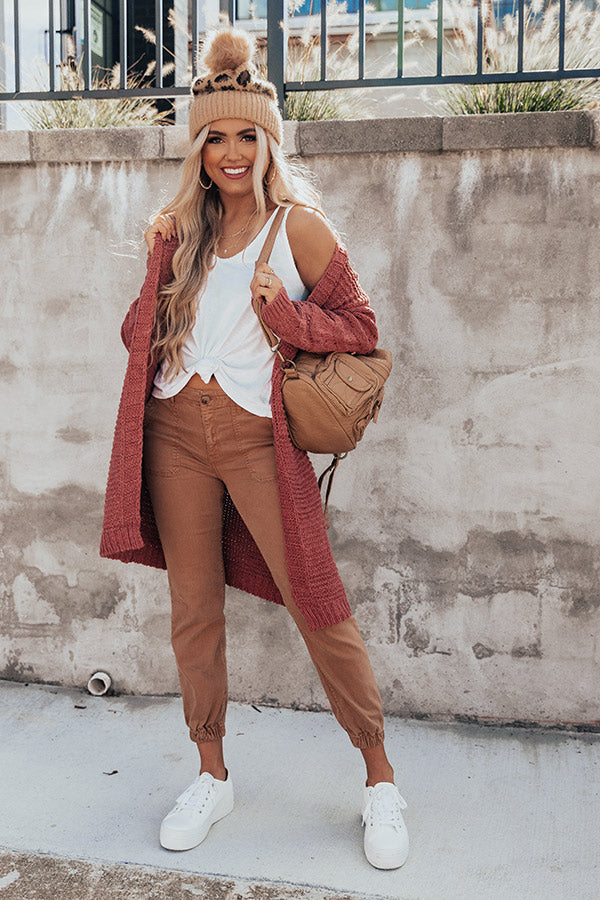 Cuddly Afternoon Knit Cardigan In Aurora Red