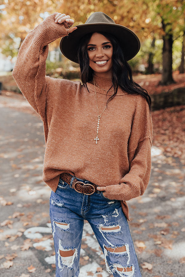 Harvard Charm Shift Sweater In Camel