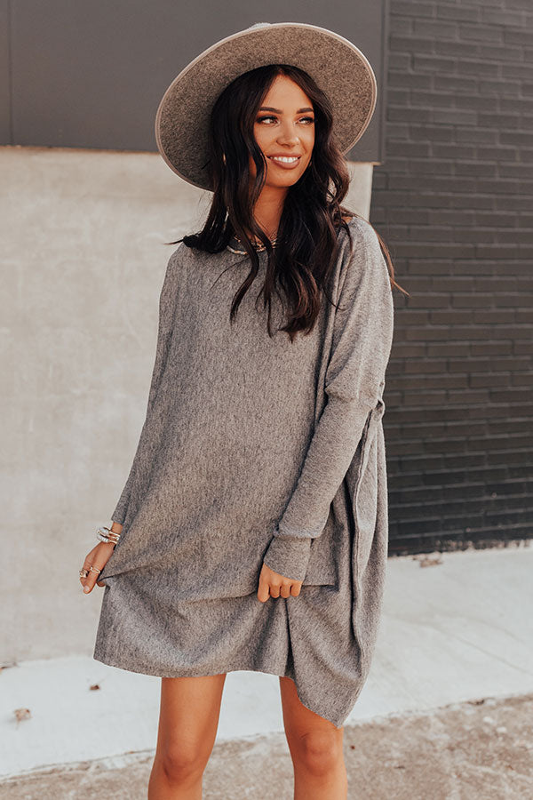 Caught Up In Colorado Sweater Dress In Grey