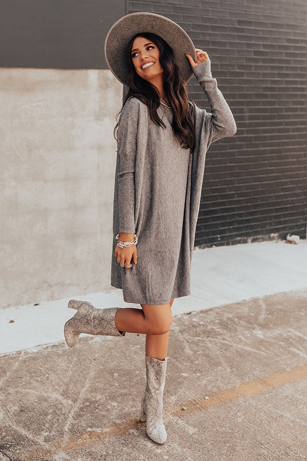 Caught Up In Colorado Sweater Dress In Grey – Impressions Online Boutique