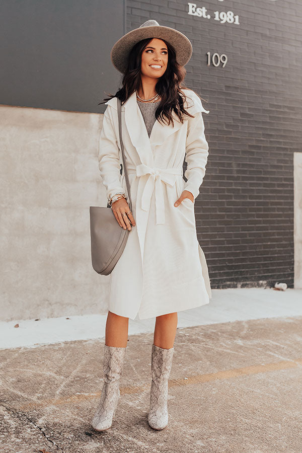 Hiding Out Light Weight Coat In Ivory