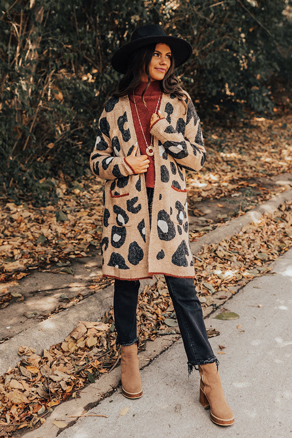 Early Bird Leopard Cardigan In Mocha