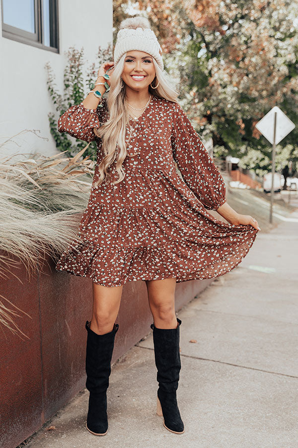 Casual Outing Shift Dress In Chocolate