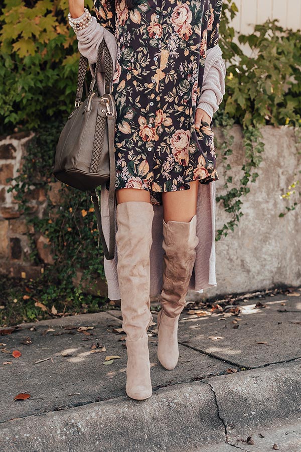 Canyons Over The Knee Faux Suede Boot in Taupe