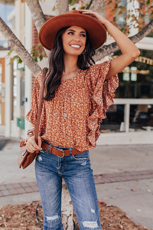 Proud Of You Floral Shift Top In Rust