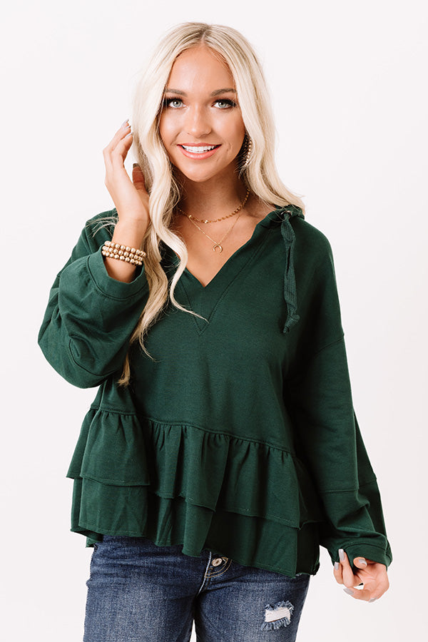 Cozier At The Cabin Sweater In Hunter Green