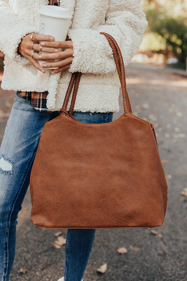 Distance To Denver Faux Leather Tote In Maple