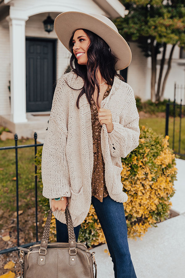 Cozy Connection Knit Cardigan in Iced Latte