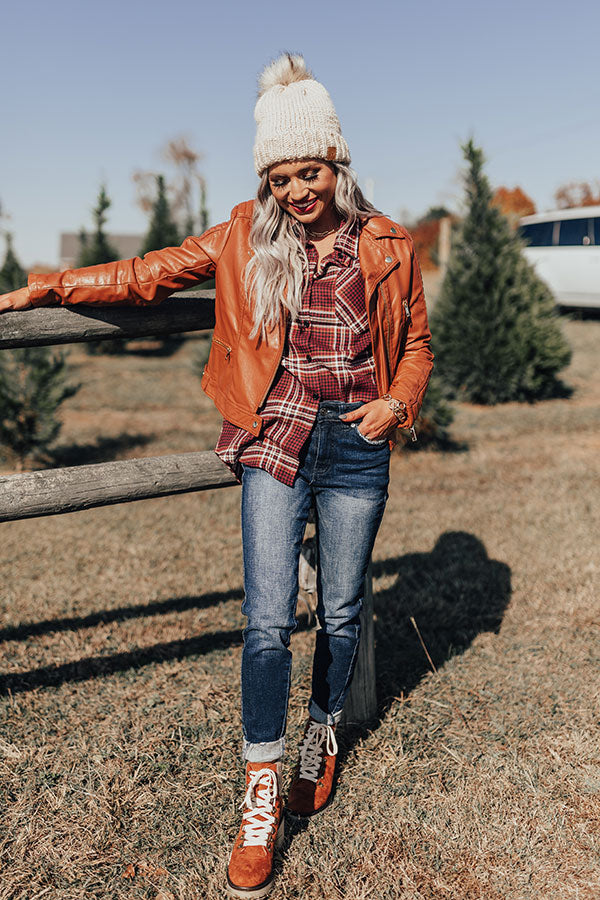 Martini Bar Faux Leather Jacket In Maple