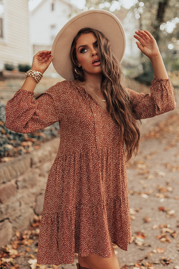 Wine Tasting in Napa Shift Dress in Rust