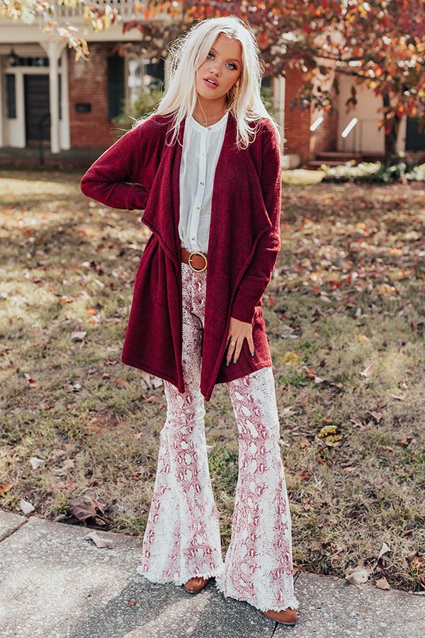 Can't Get Enough Cuddles Cardigan in Wine