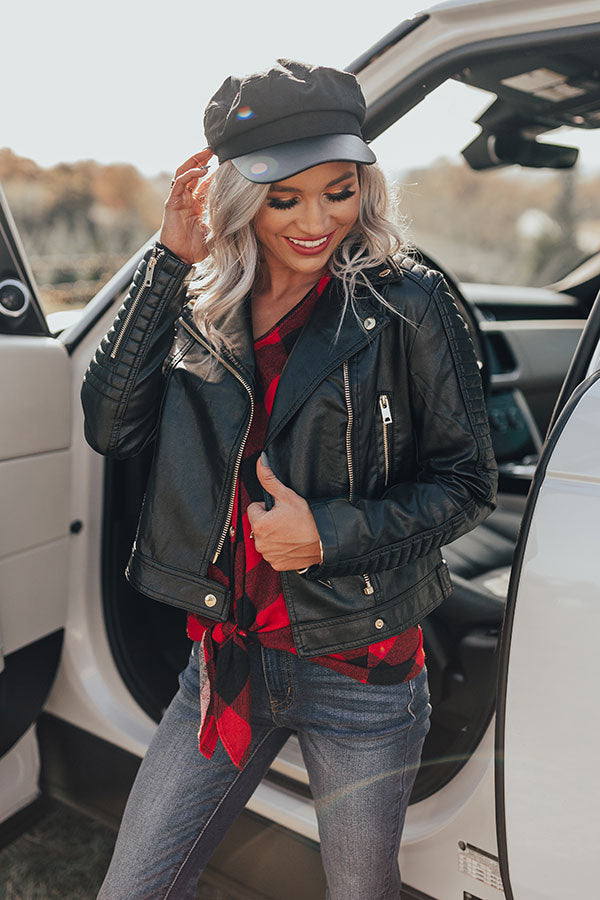 Martini Bar Faux Leather Jacket In Black